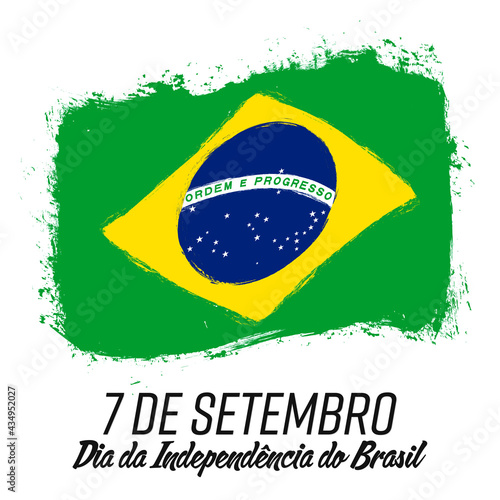 "7 de Setembro Dia da Independência do Brasil" - 7 September Independence Day of Brazil, banner with grunge brush