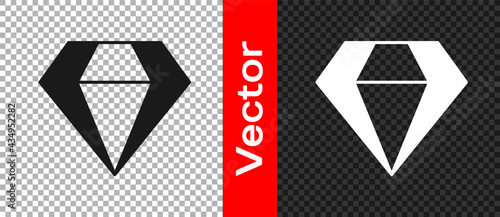 Black Diamond icon isolated on transparent background. Jewelry symbol. Gem stone. Vector