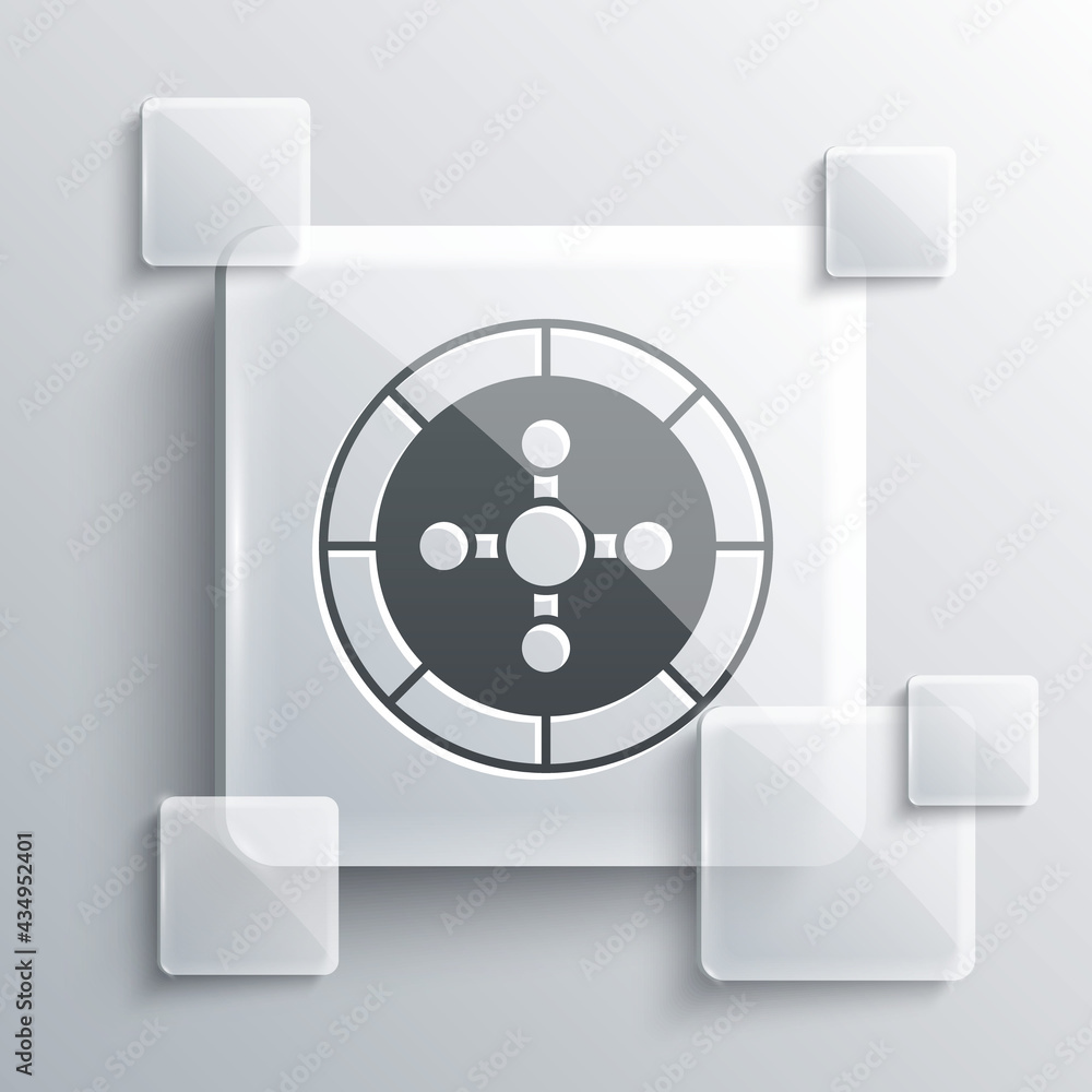 Grey Casino roulette wheel icon isolated on grey background. Square glass panels. Vector Grey Casino roulette wheel icon isolated on grey background. Square glass panels. Vector