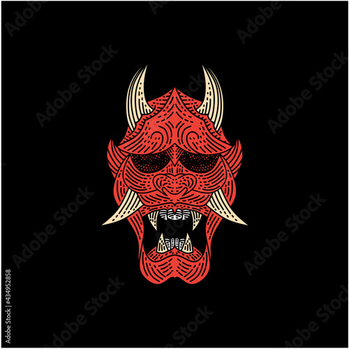 Japanese Demon Oni Mask Logo Design