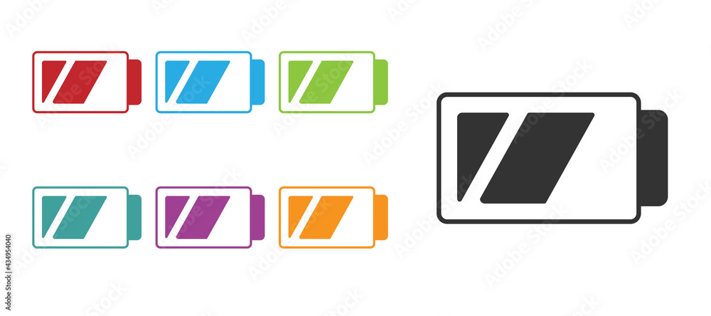 Black Battery for camera icon isolated on white background. Lightning bolt symbol. Set icons colorful. Vector Black Battery for camera icon isolated on white background. Lightning bolt symbol. Set icons colorful. Vector