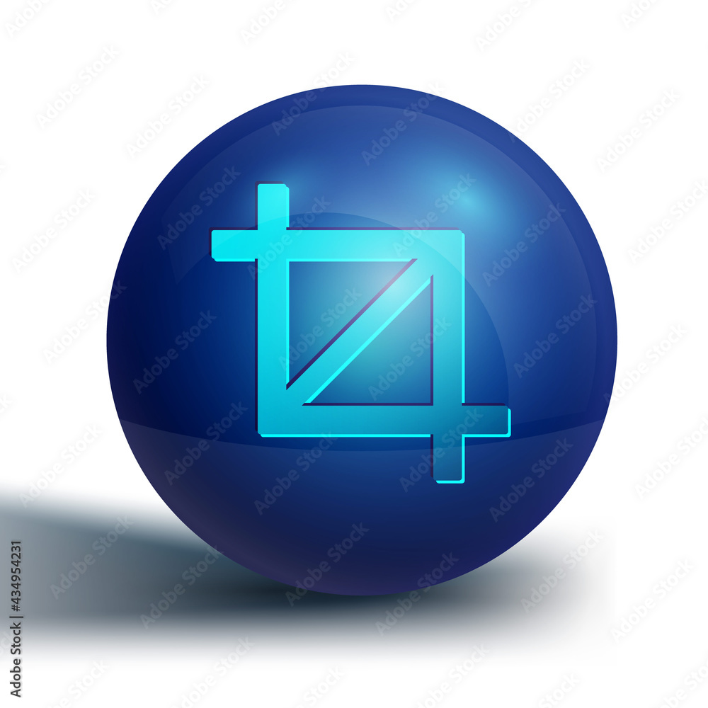 Blue Picture crop photo icon isolated on white background. Blue circle button. Vector Blue Picture crop photo icon isolated on white background. Blue circle button. Vector