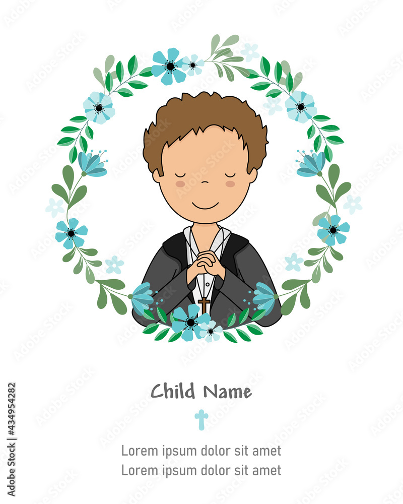 My first communion card. Boy praying My first communion card. Boy praying
