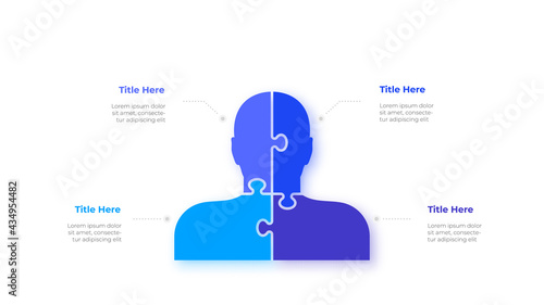 Infographic silhouette puzzle design template. Modern vector illustration. Concept of 4 steps or options of business process