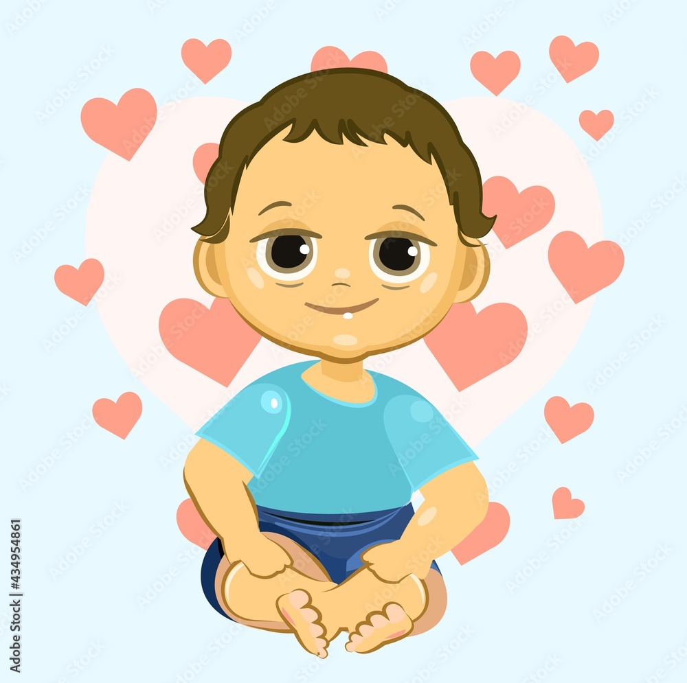 Little child. Boy. Sits playing indulges. Isolated object on a white background. Cheerful kind funny. Cartoons flat style. Preschool age. Childhood Vector. Little child. Boy. Sits playing indulges. Isolated object on a white background. Cheerful kind funny. Cartoons flat style. Preschool age. Childhood Vector.