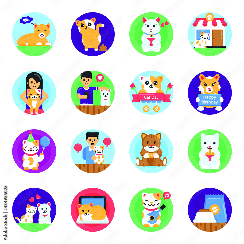 Cat Day Flat Icons Pack
Cat Day Flat Icons Pack
