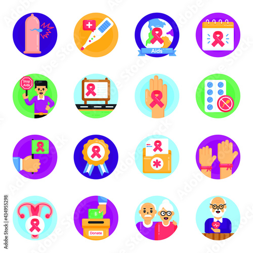 Aids and Aging Awareness Day Icons

