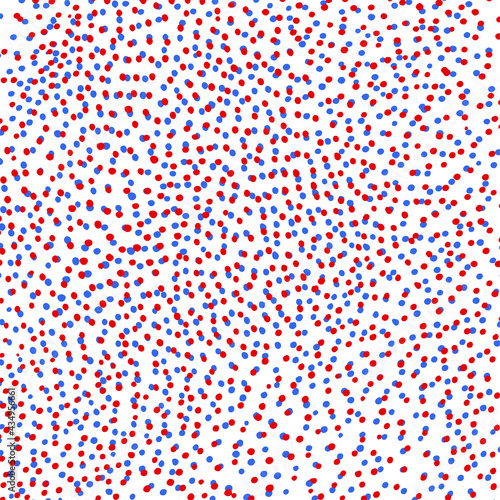 red and blue vector texture. a lot of red and blue dots, the same size on a white background, a textured design element, a chaotic pattern. Abstract background for a design template in the colors of t