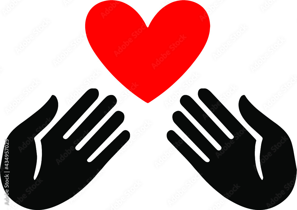 Hands with heart Health insurance concept of forgiveness or praise gesture silhouette flat style trend modern medicine logotype graphic sketch art design Hands with heart Health insurance concept of forgiveness or praise gesture silhouette flat style trend modern medicine logotype graphic sketch art design