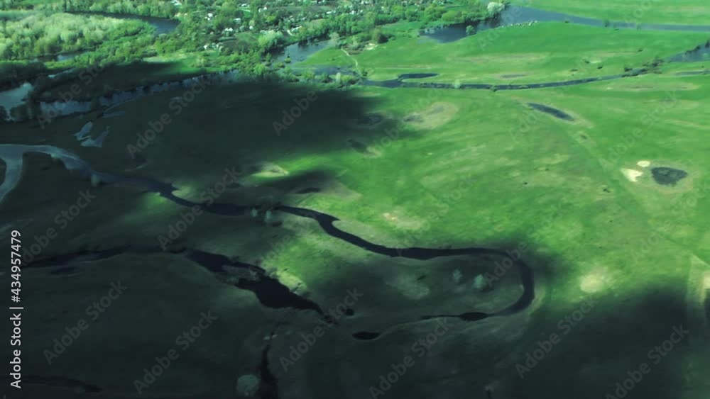 Rivers, forests, lakes view from a helicopter. Desna river Rivers, forests, lakes view from a helicopter. Desna river