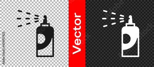 Black Spray can for hairspray, deodorant, antiperspirant icon isolated on transparent background. Vector
