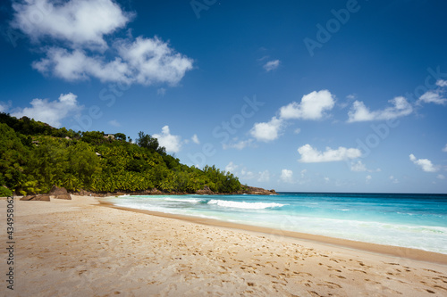 Seychelles  East Africa. Beach view. Summer vacation and tropical beach background concept.