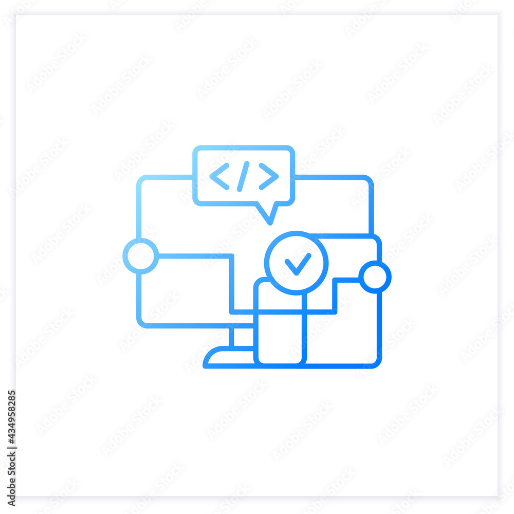 Cross platform software gradient icon. Implemented on multiple computing platforms. Programming environment.Isolated vector illustration.Suitable to banners, mobile apps and presentation Cross platform software gradient icon. Implemented on multiple computing platforms. Programming environment.Isolated vector illustration.Suitable to banners, mobile apps and presentation