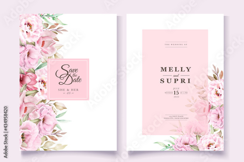 wedding card set with watercolor floral 