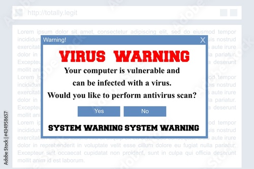 Fake virus warning - malware banner
