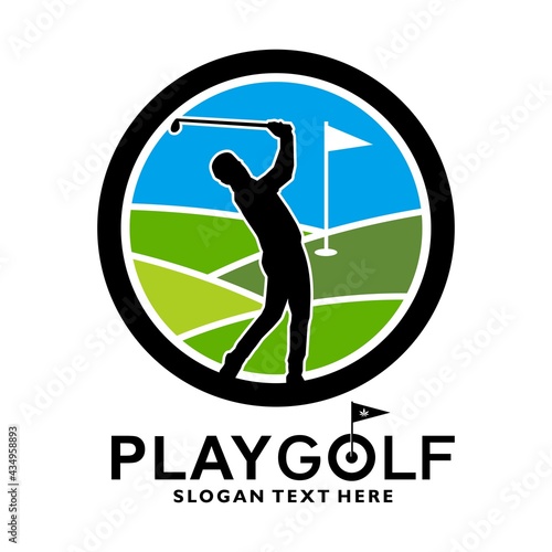 golf play logo design vector