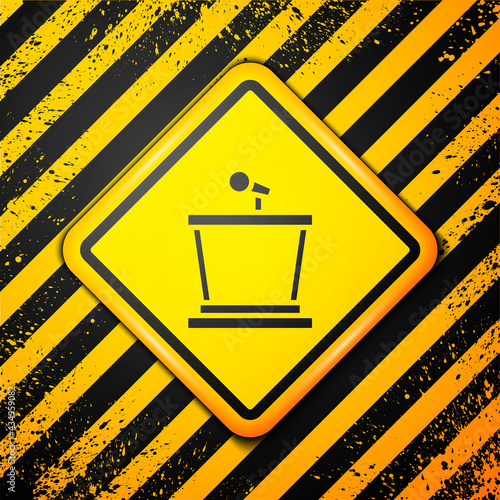 Black Stage stand or debate podium rostrum icon isolated on yellow background. Conference speech tribune. Warning sign. Vector