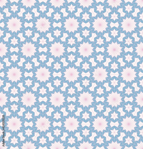 Vector islamic persian star hexagon geometric shape seamless pattern modern feminine color background. Use for fabric, textile, interior decoration elements.