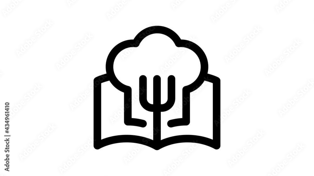 Cooking Recipe book icon animation Motion graphics 4k video motion illustration sign. Outline doodle style alpha channel Cooking Recipe book icon animation Motion graphics 4k video motion illustration sign. Outline doodle style alpha channel