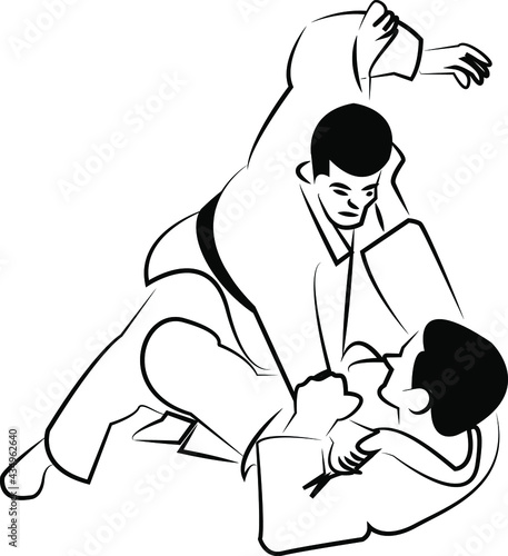 Drawing of competing jiu jitsu athletes