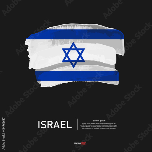 Flag of Israel with brush stroke background