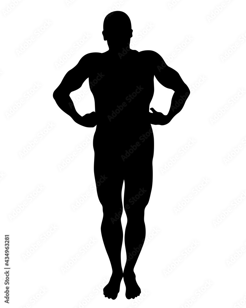 Fototapeta premium Young athlete is doing gymnastic exercises. Isolated silhouettes on white background