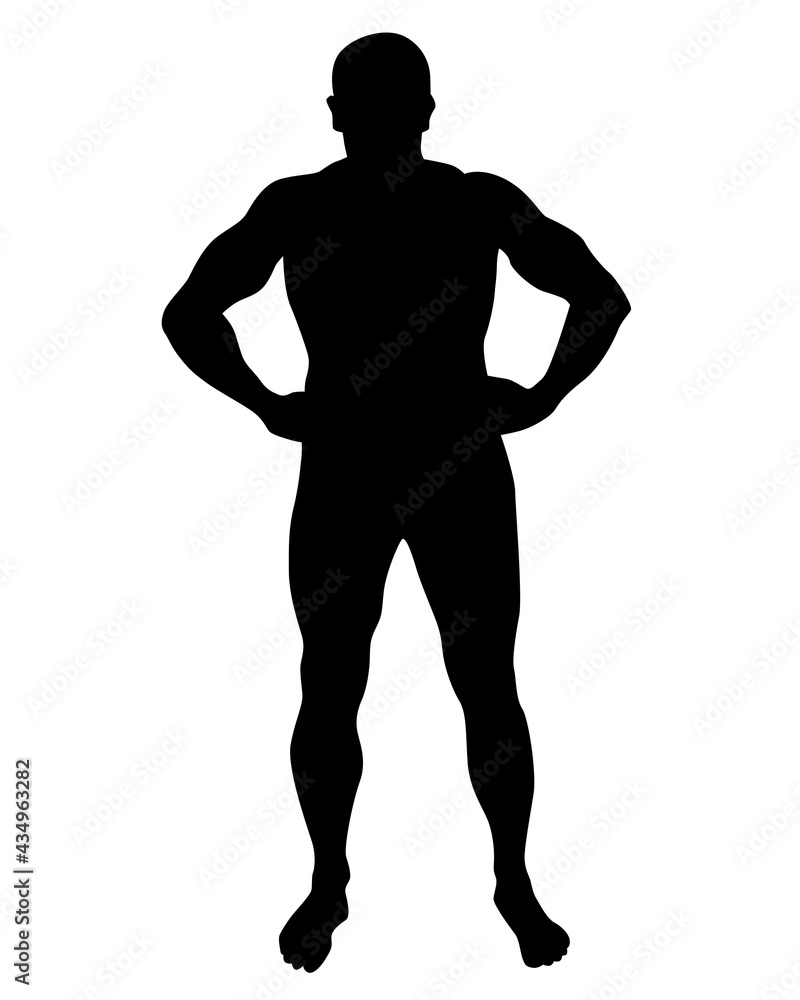 Fototapeta premium Young athlete is doing gymnastic exercises. Isolated silhouettes on white background