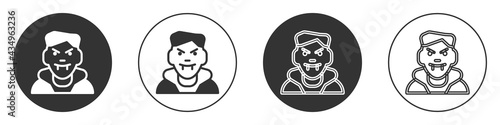 Black Vampire icon isolated on white background. Happy Halloween party. Circle button. Vector