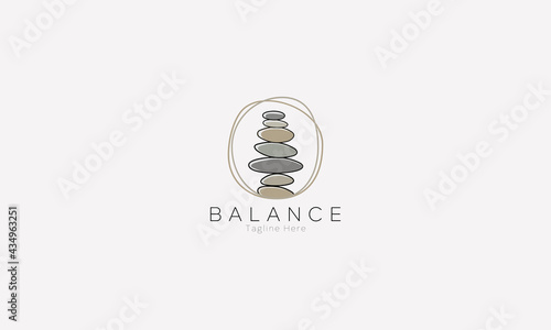 stone rock balance logo spa wellness vector circle illustration design