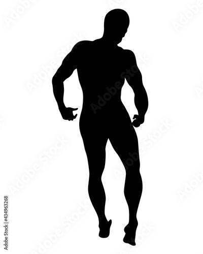 Young athlete is doing gymnastic exercises. Isolated silhouettes on white background