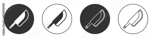 Black Knife icon isolated on white background. Cutlery symbol. Happy Halloween party. Circle button. Vector