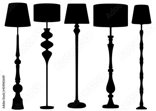 Large floor lamps included. Vector image.