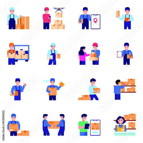 Pack of Delivery Services Flat Icons