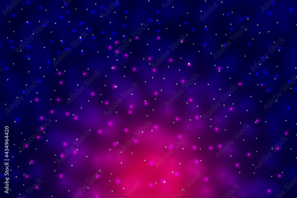 Vector bright colorful cosmos illustration. Abstract cosmic background with stars.
