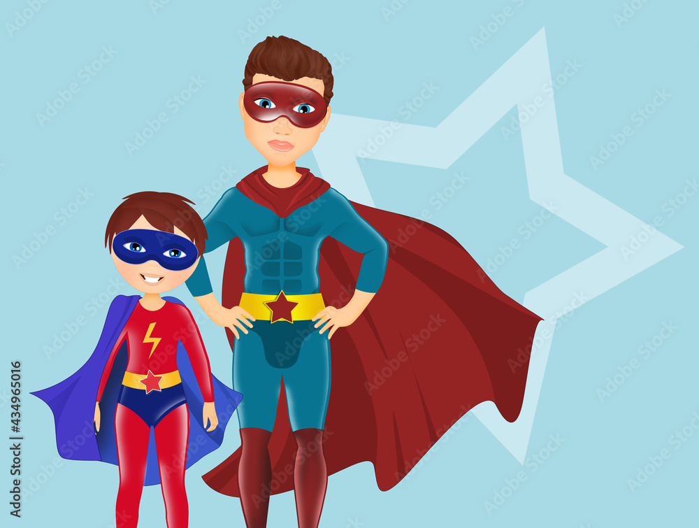 Dad with superhero costume for father's day Dad with superhero costume for father's day