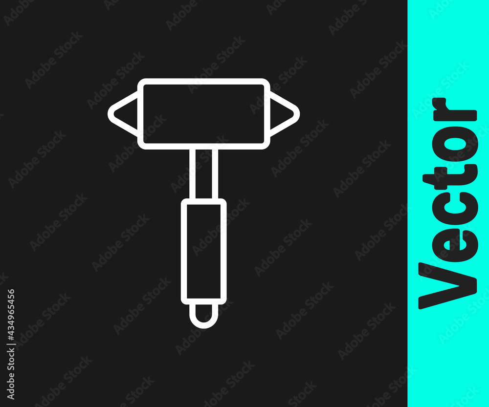White line Firefighter axe icon isolated on black background. Fire axe. Vector White line Firefighter axe icon isolated on black background. Fire axe. Vector