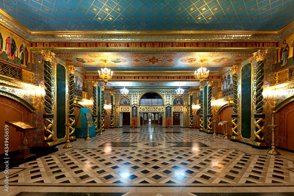 Obraz premium The interior of underground side chapel of Transfiguration Cathedral in Odesa, Ukraine