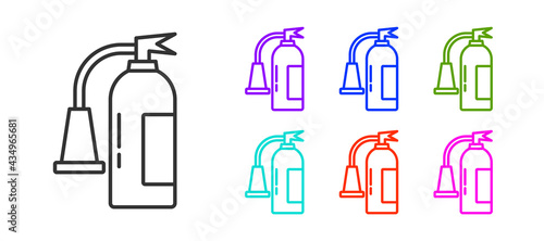 Black line Fire extinguisher icon isolated on white background. Set icons colorful. Vector