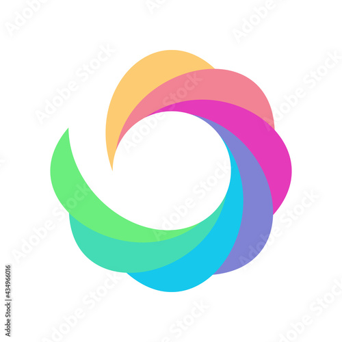 Colorful round abstract flower logo icon cartoon vector illustration