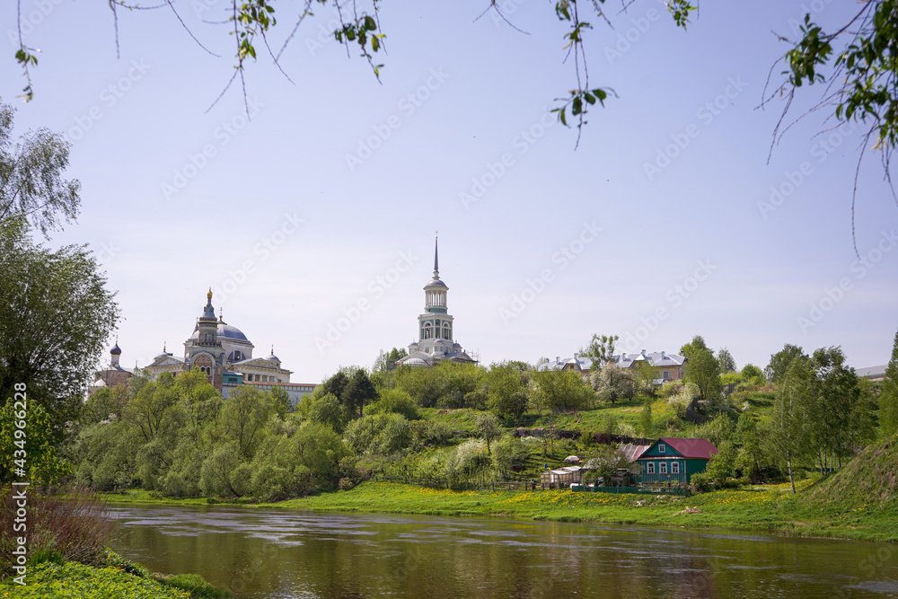 Ancient monastery of saints Boris and Gleb on the bank of the river Tvertsy in the ancient provincial Russian town of Torzhok Ancient monastery of saints Boris and Gleb on the bank of the river Tvertsy in the ancient provincial Russian town of Torzhok