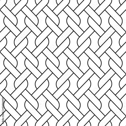 Vector geometric seamless pattern. Repeating monochrome geometric pattern. Mesh of interlocking stripes.