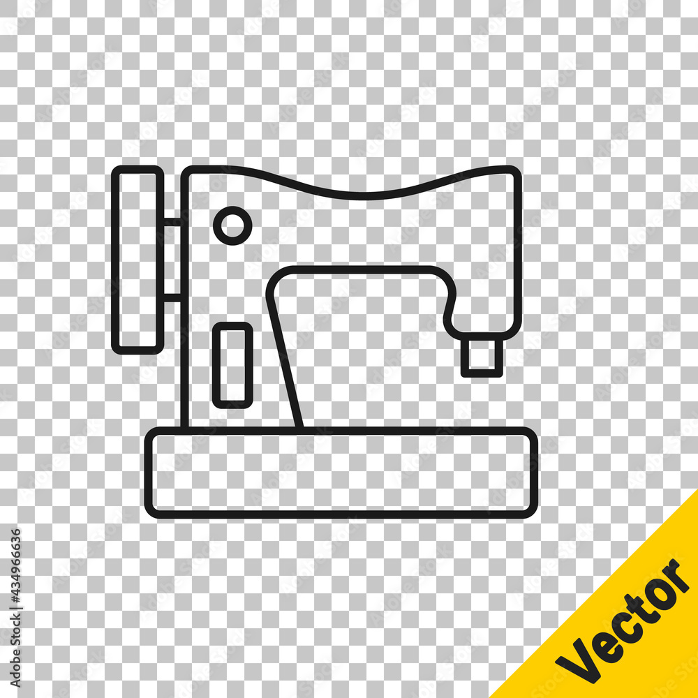 Black line Sewing machine icon isolated on transparent background. Vector Black line Sewing machine icon isolated on transparent background. Vector