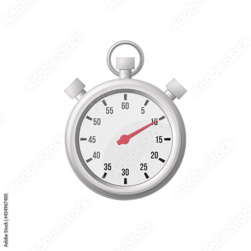 Stopwatch timer concept. Colored flat illustration. Isolated on white background. 