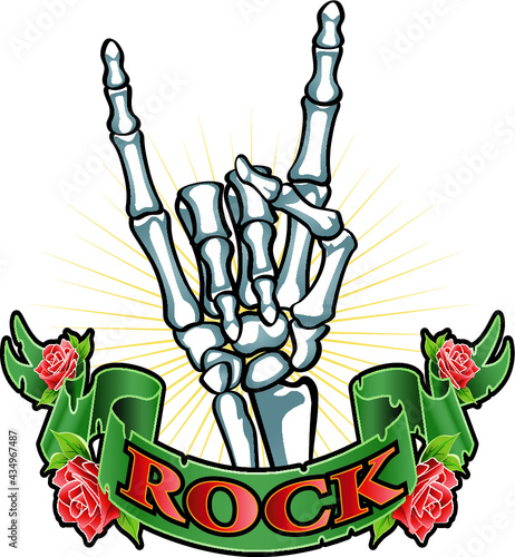 skeleton hands gestures Rock and Roll sign of the horns