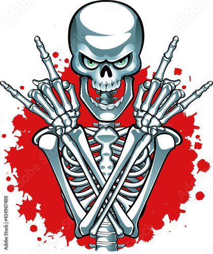 skeleton hands gestures Rock and Roll sign of the horns