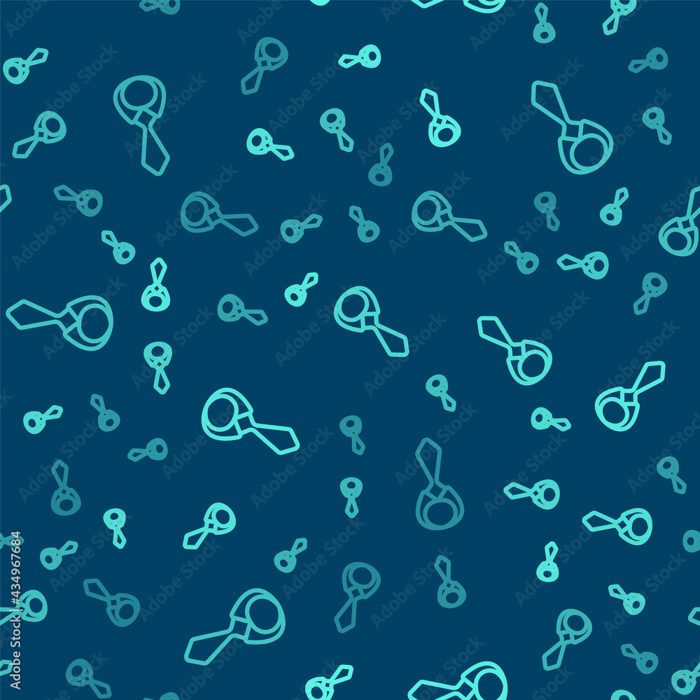 Green line Tie icon isolated seamless pattern on blue background. Necktie and neckcloth symbol. Vector