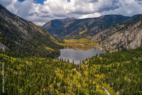 Aerial view of San Isabel National Forest during Autumn in Colorado