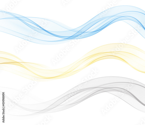 Vector abstract colorful flowing wave lines isolated on white background.