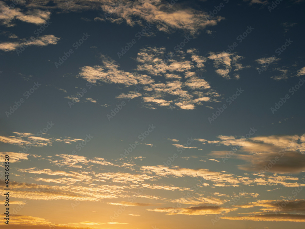 tranquil shot of vibrant colored sky with clouds at sunset ui design background