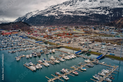Aerial View of Valdez, Alaska during Spring